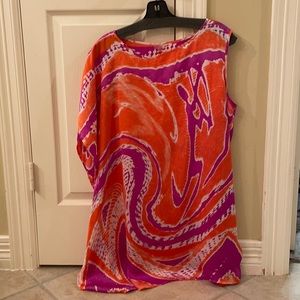 Echo Medium M Orange Pink Swim Cover Beach Dress